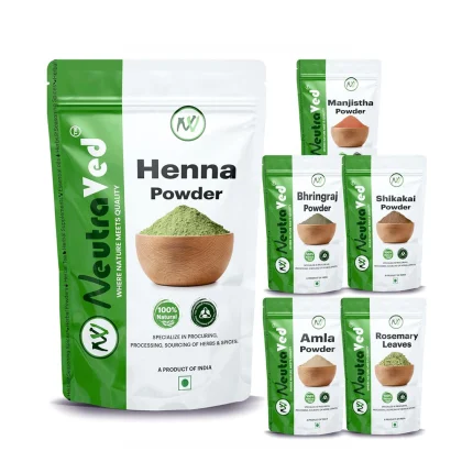  Henna Pest Kit with Amla, Bhringraj, Shikakai, Rosemary &amp; Manjistha Powder image 1
